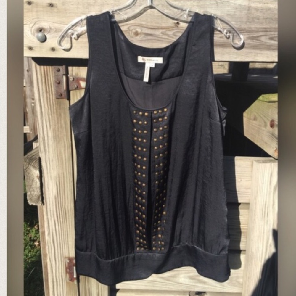 BCBG sleeveless black embellished tank